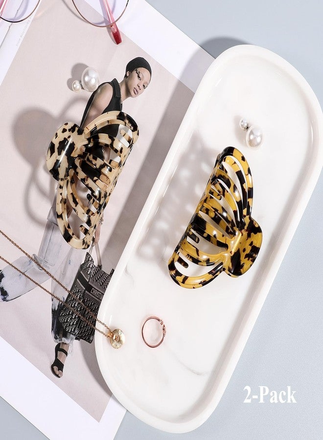 Shinowa Hair Clips, 2-Pack Bohemian Tortoise Shell Hair Claw Clips Strong Hold Big Hair Jaw Clips for Thick Hair, Hair Accessories for Women Girls, Leopard - Image 5